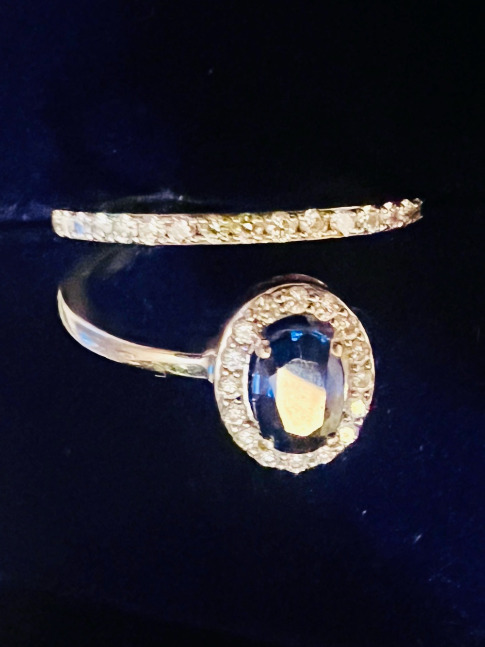Designer Simón G. Lady’s 18K White Gold Diamond And Sapphire Ring Size 7